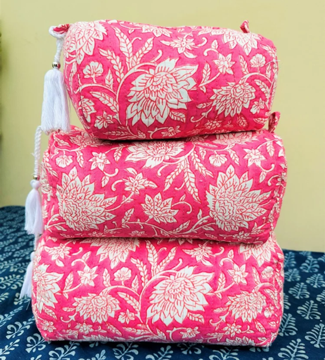 Pink Floral Toiletry Bag Small