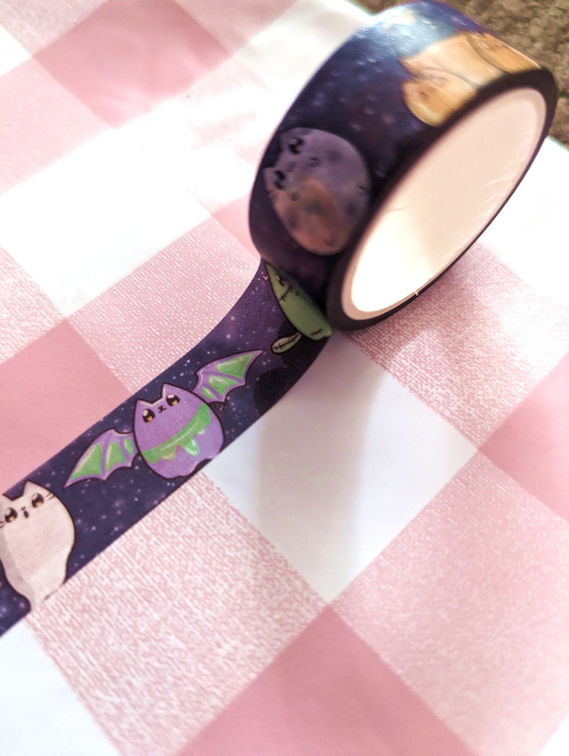 Halloween Cat Washi Tape - spooky gift, washi paper, washi tape cute, washi tape set, washi tape samples, scrapbooking, scrapbook supplies