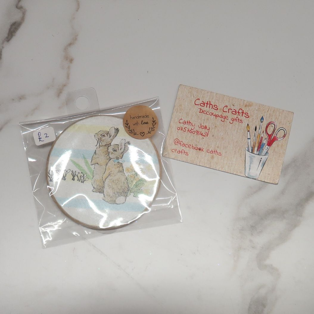 Decoupage 'P Rabbit' Wooden Magnet