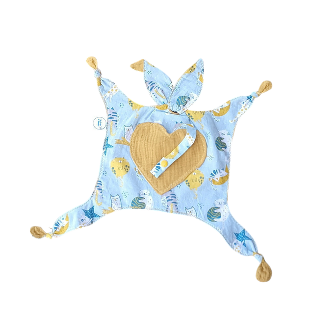 Doudou Lapin ou tortue Range Tétine - Coton & Gaze 