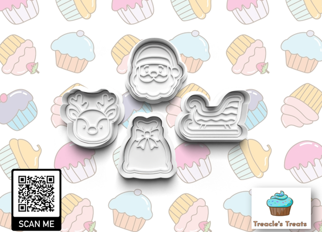Christmas Santa Theme Fondant/cookie stamps with cutters