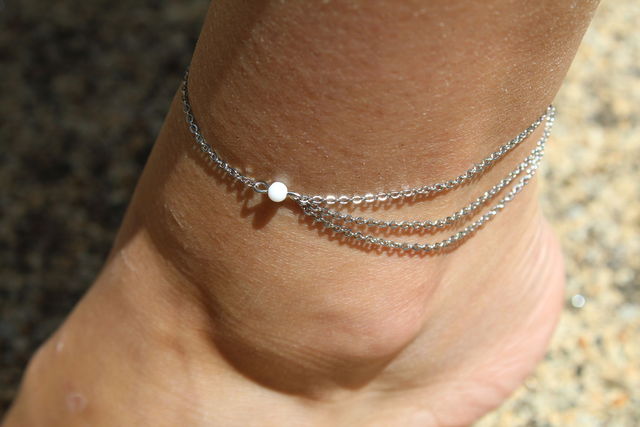 CHEVILLERE TRIPLE CHAINE ARGENT