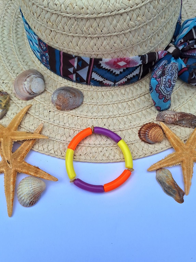 Bracelet Scarlett- 💜💛🧡 (avec perles rondelles)