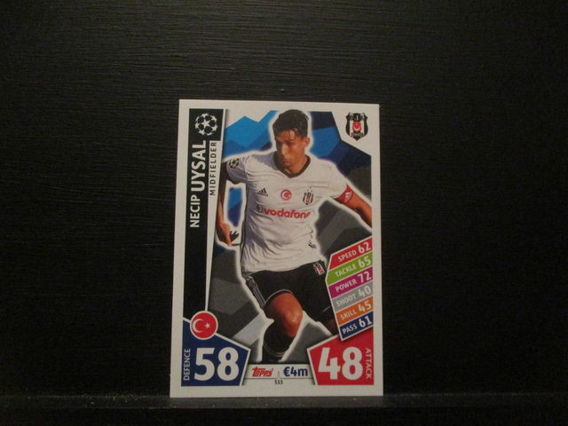 Necip Uysal - UEFA Champions League Match Attax 2017/18 Original Trading Card #333