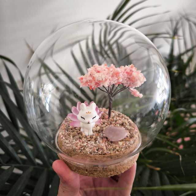 Bulle magique - Kitsune rose (quartz rose)