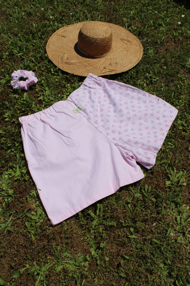 Short bicolore rayé fleurs - Taille 2