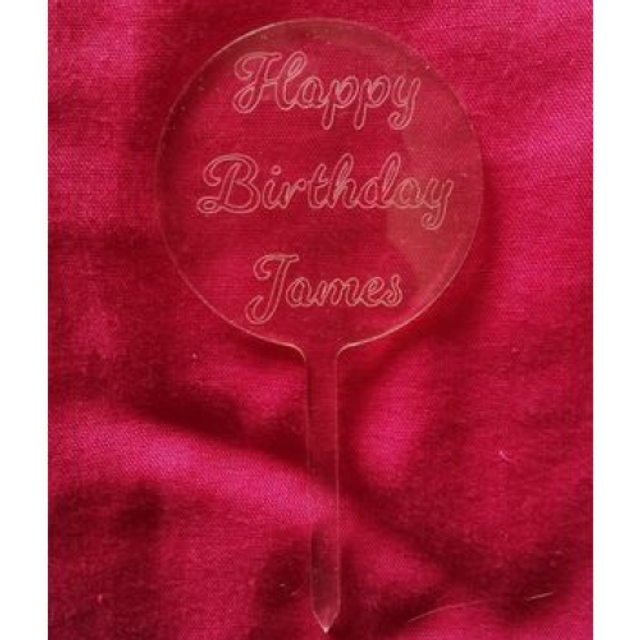 Personalised Engraved Clear Acrylic Reusable Cake Topper for any Occasion