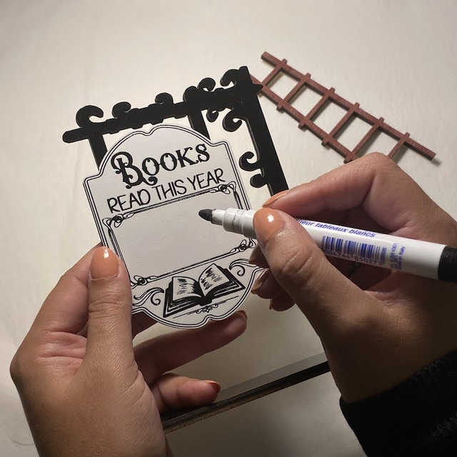 Décoration Bibliothèque &quot;livres lus cette année&quot;