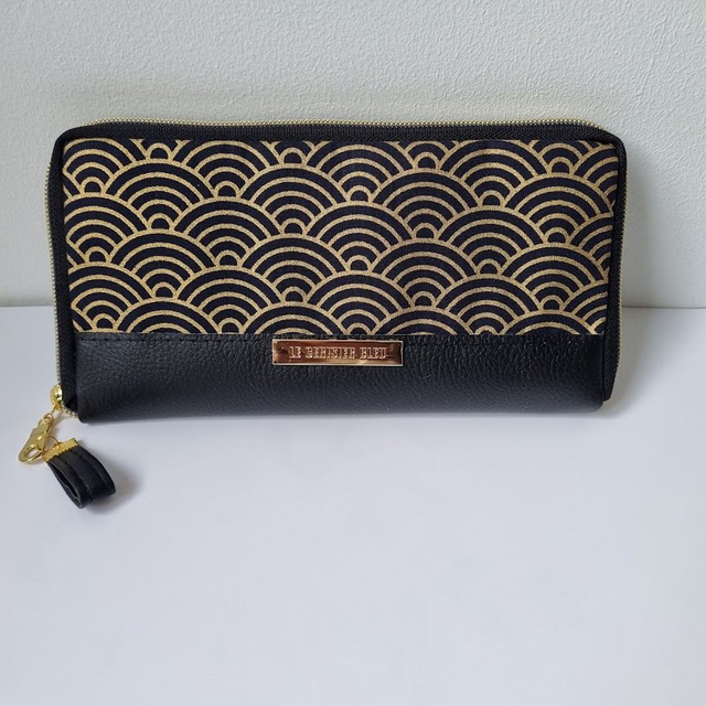 Portefeuille long zippé &quot;Nami&quot; simili cuir noir