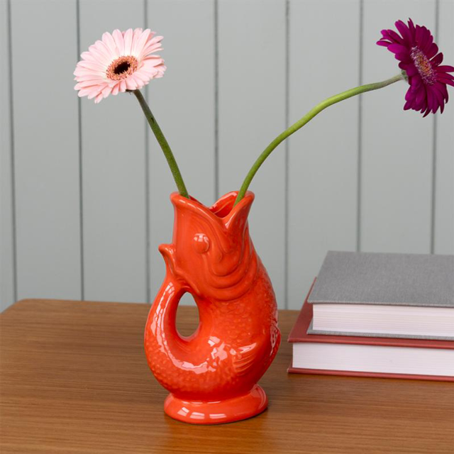 Ceramic Fish Vase - Orange 