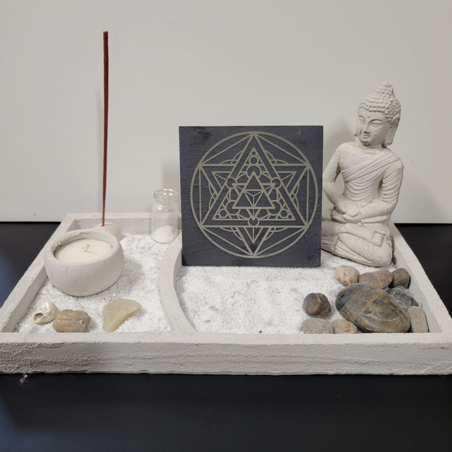 Dessous de verre ardoise "Yantra de protection"