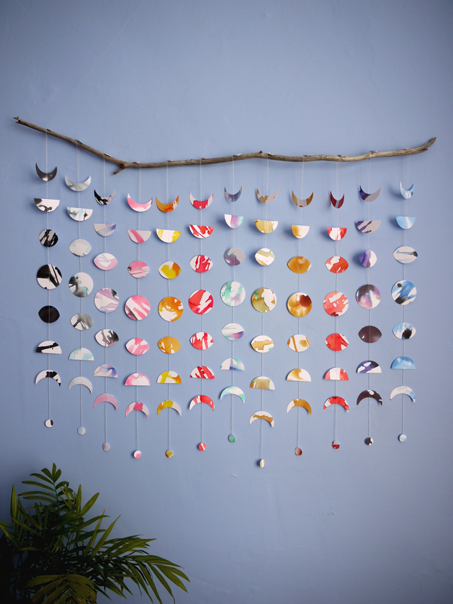 Mini Moon Phases wall hanging  - WINTER // SPRING // SUMMER // AUTUMN - Sustainable, hand-painted ink art