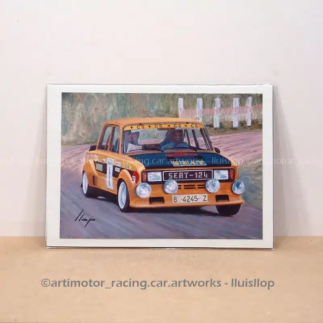 Artimotor prints - mini lito 13x18 1977 Seat 124 Proto – Antonio Zanini rally Catalunya