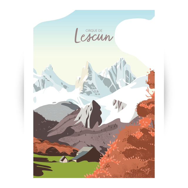 Affiche Aiguilles d'Ansabère automne, Lescun