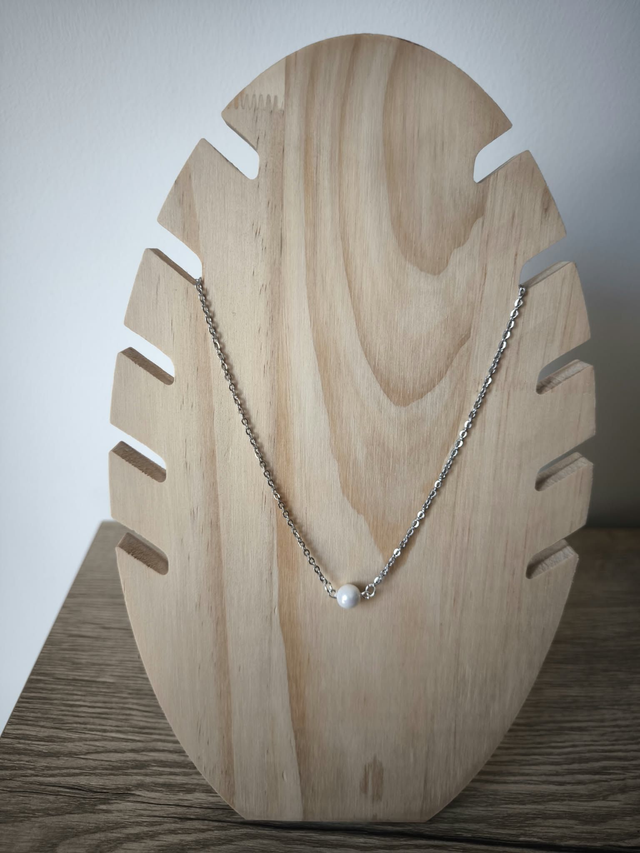 Collier Perle de Majorque Blanche – Bijou Femme en Acier Inoxydable
