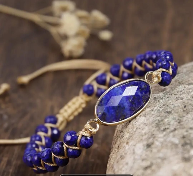 Bracelet en Lapis-Lazuli - ajustable 