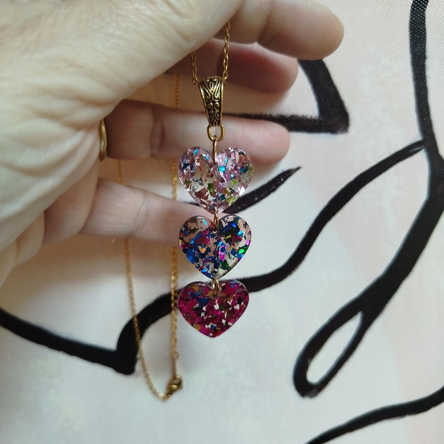 Trois coeurs pailletés 