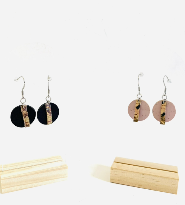 Boucles d'oreilles ronde en liège