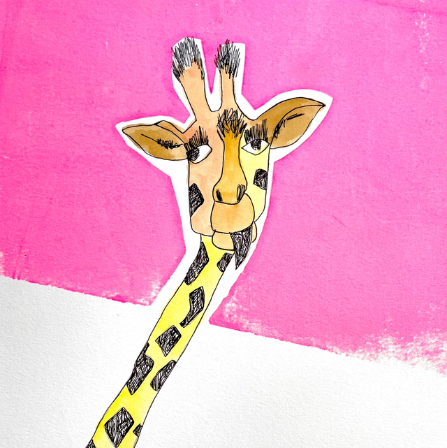 Funny looking Giraffe A3 Original 