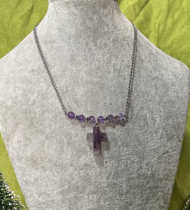 Collier Améthyste Croix
