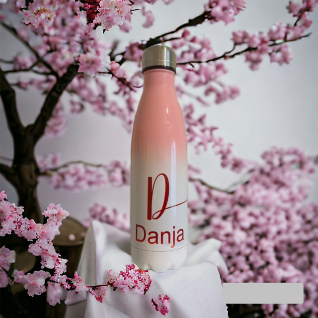 Edelstahl Flasche mit Namen {rosa}