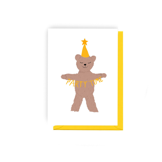Party Time Bear - A6 Birthday Card