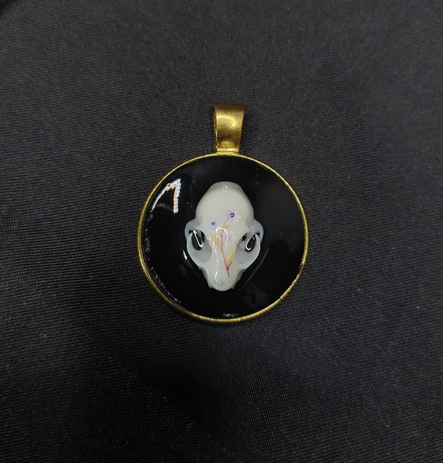 Pendentif crâne chat noir et doré