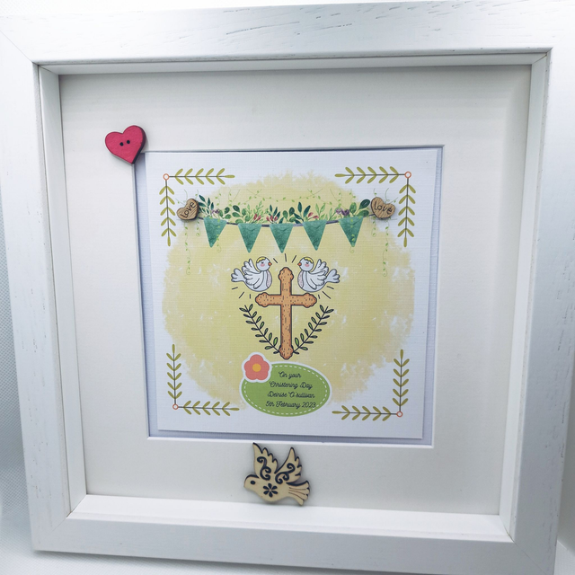 Personalised Christening  and Communion photo frame. Scrapbook keepsake book and personalised frame set.