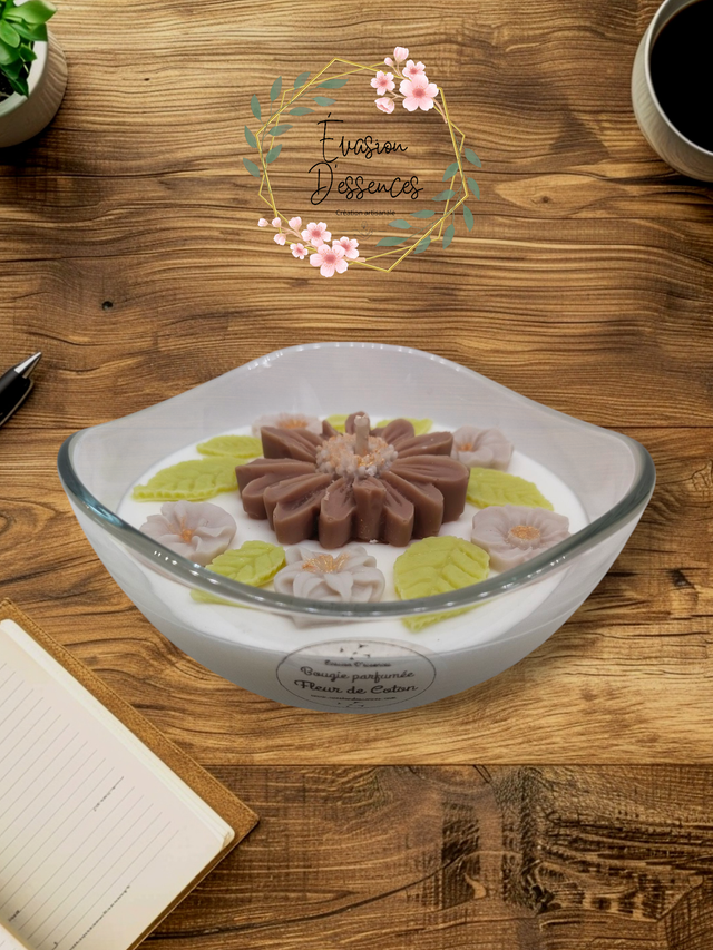 Bougie florale fleur de coton