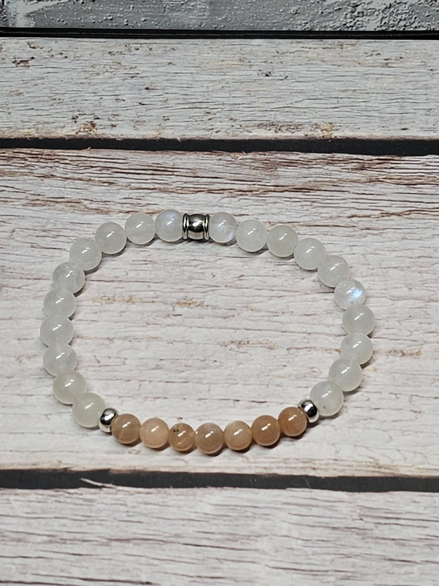 Bracelet en Péristérite &amp; Pierre de lune – 6 mm