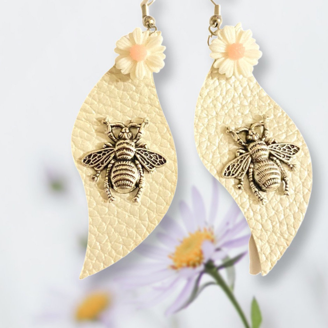 Bee &amp; Daisy Faux Leather Earrings 