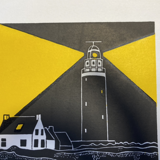 Vuurtoren nacht geel