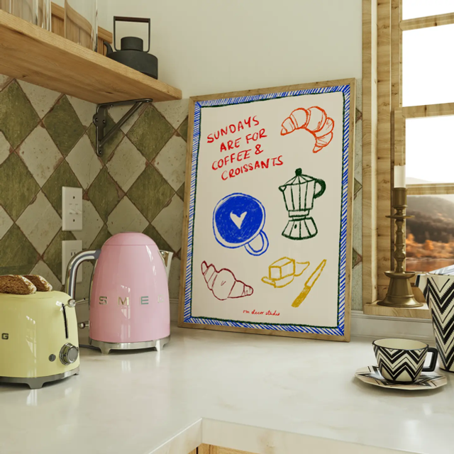 Sundays Are For Coffee &amp; Croissants Print