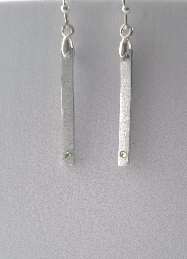 Textured Earring with Green Stone