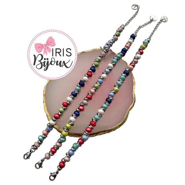 Bracciale nodini e perle in ceramica 