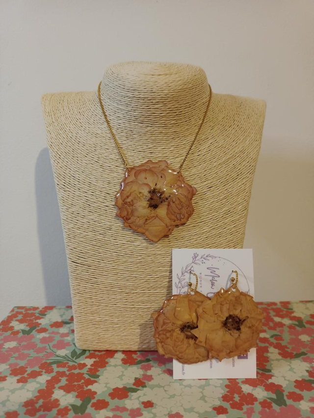 Parure collier+boucles Rose