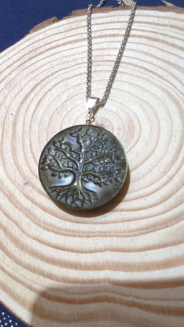 Pendentif Obsidienne dorée Arbre de vie 