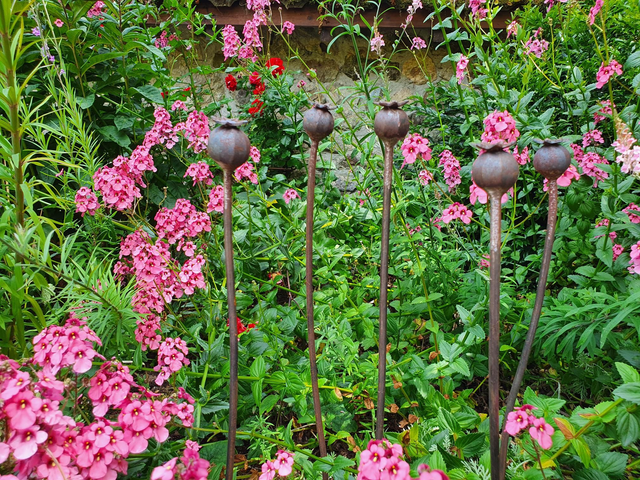 Set of 5 Metal Poppies