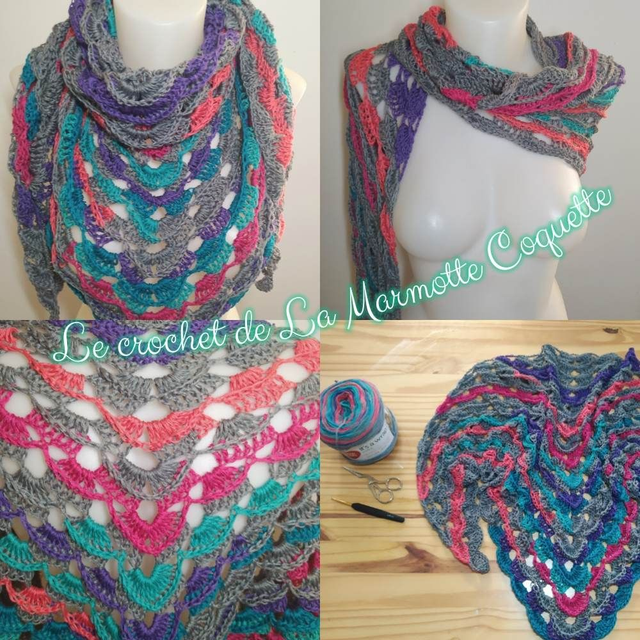 Châle en relief a dominante gris