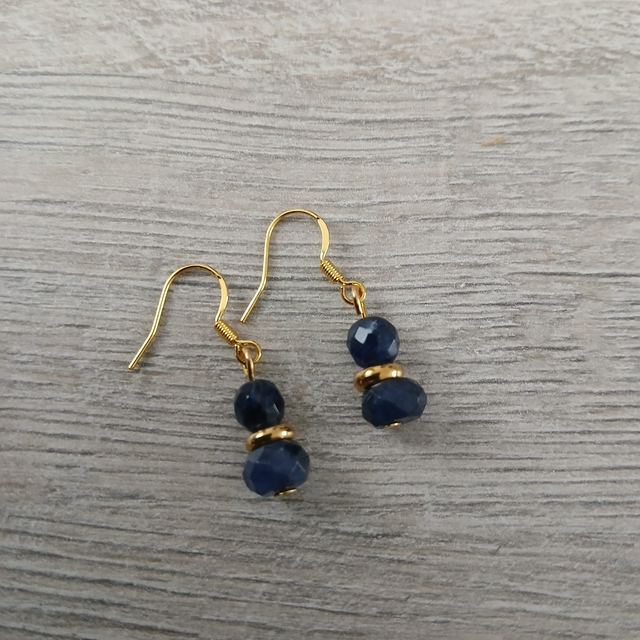 Oorbellen – Sodaliet – goudkleurig RVS (1.275)