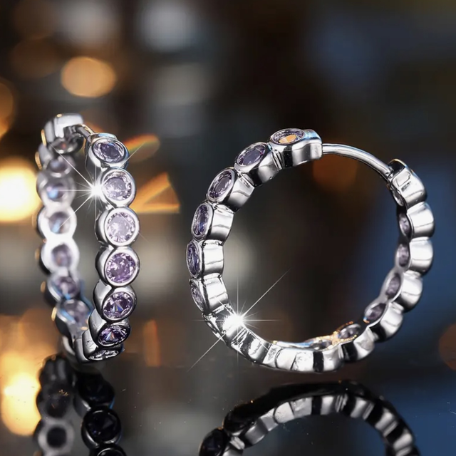Purple sparkling hoops