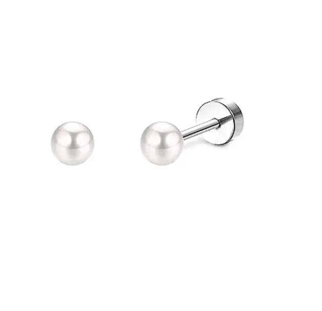 Mini Faux White Pearl Comfort Back Stud Earrings