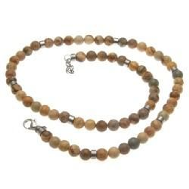 Collana uomo con pietre naturali bijoux e inserti in acciaio 