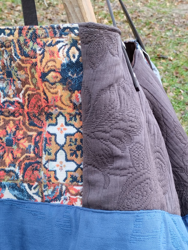 Grand sac cabas cube autour d'un tissu Jean Paul Gaultier