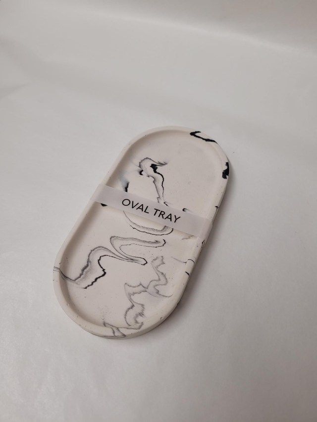 White Marble Jesmonite Oval Tray - JP-023