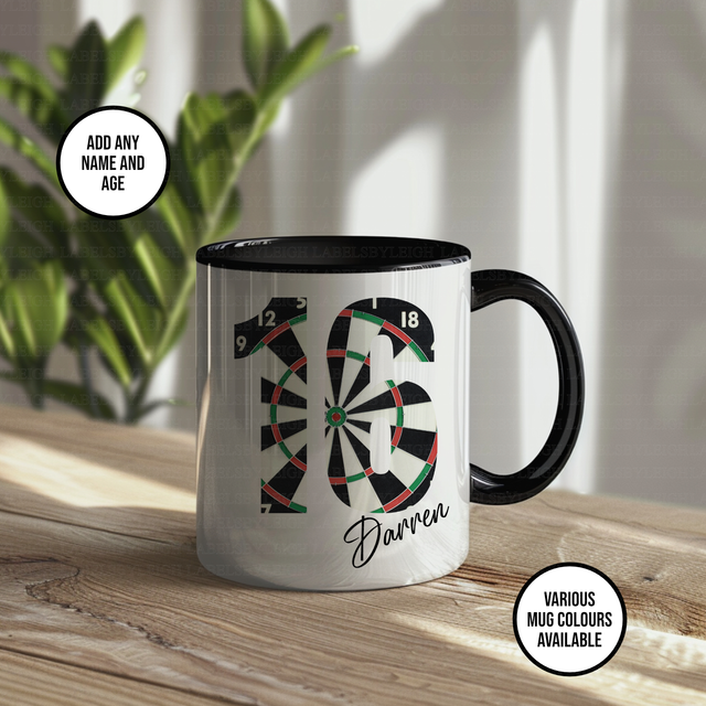 Personalised birthday Darts mug 