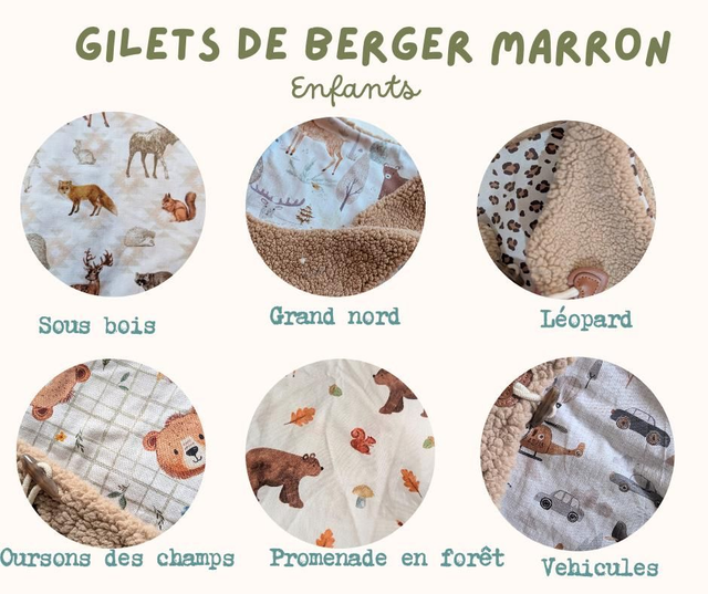Gilet de berger enfant marron glacé