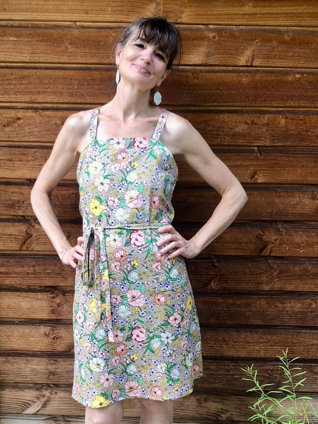 Robe Mikro lin viscose ficelle à fleurs