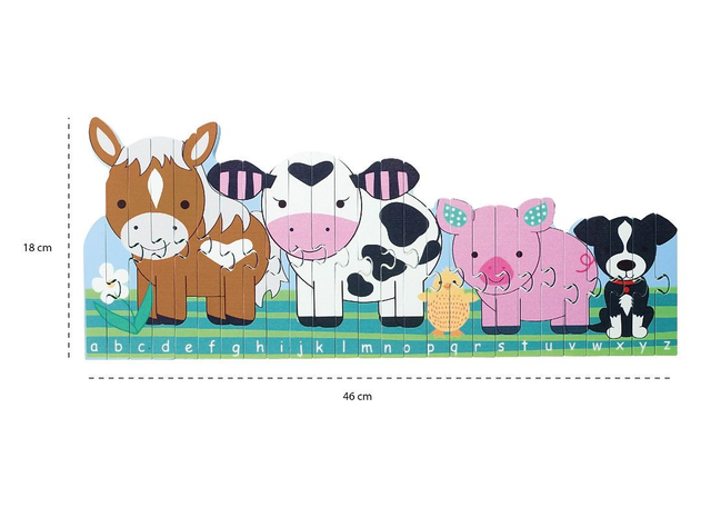 Wooden Farm Animals Alphabet Puzzle - By Orange Tree Toys.