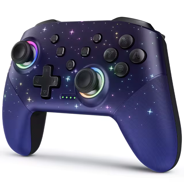 Control Pro de Nintendo Switch diseño RGB estrellado